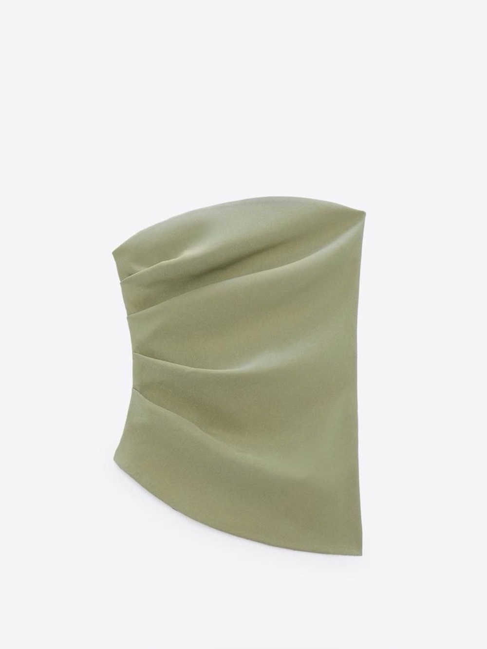 Strapless ruched green top ZARA